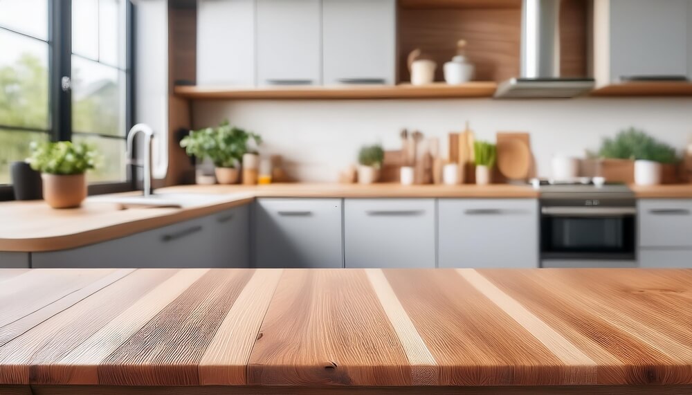 kitchen interior focusing on wooden table